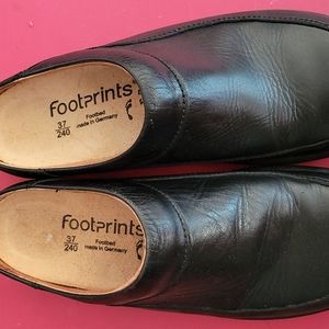 Birkenstock Footprints Black Leather Slip On Clogs